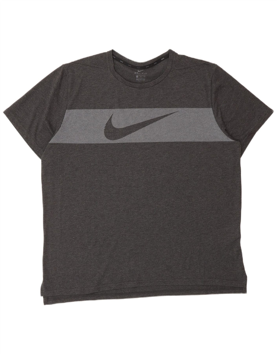 NIKE Camiseta gráfica Dri Fit para hombre, talla 2XL, algodón gris a rayas