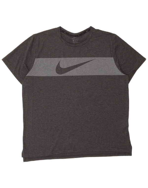 NIKE Camiseta gráfica Dri Fit para hombre, talla 2XL, algodón gris a rayas