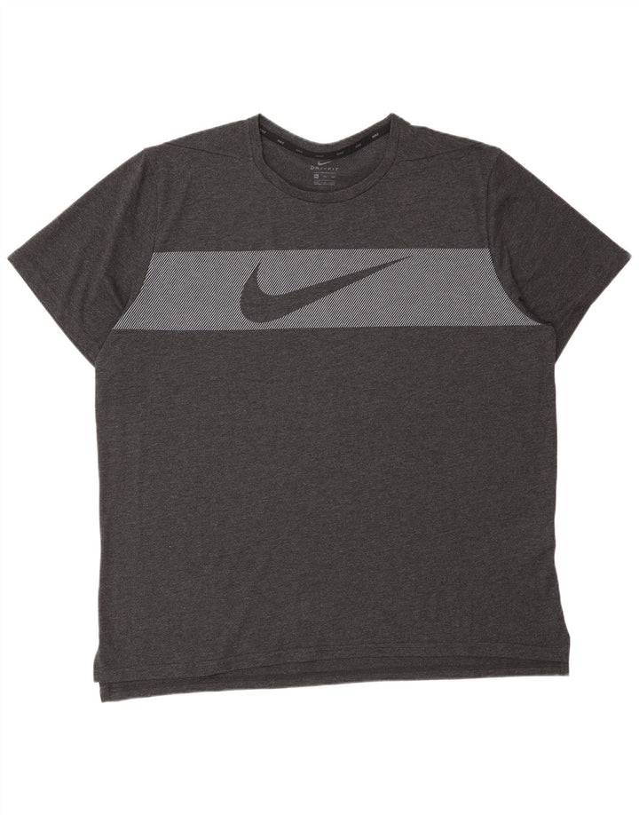 NIKE Camiseta gráfica Dri Fit para hombre, talla 2XL, algodón gris a rayas