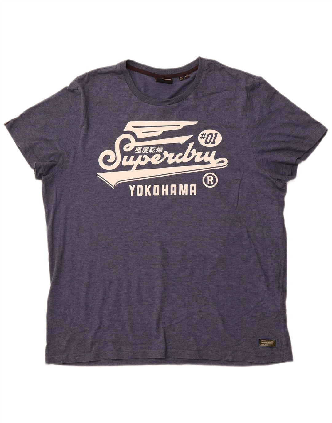 Superdry Camiseta gráfica para hombre Top 3XL Algodón a rayas azul marino