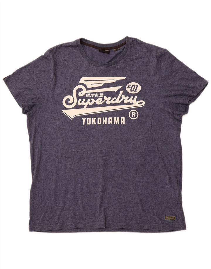 Superdry Camiseta gráfica para hombre Top 3XL Algodón a rayas azul marino
