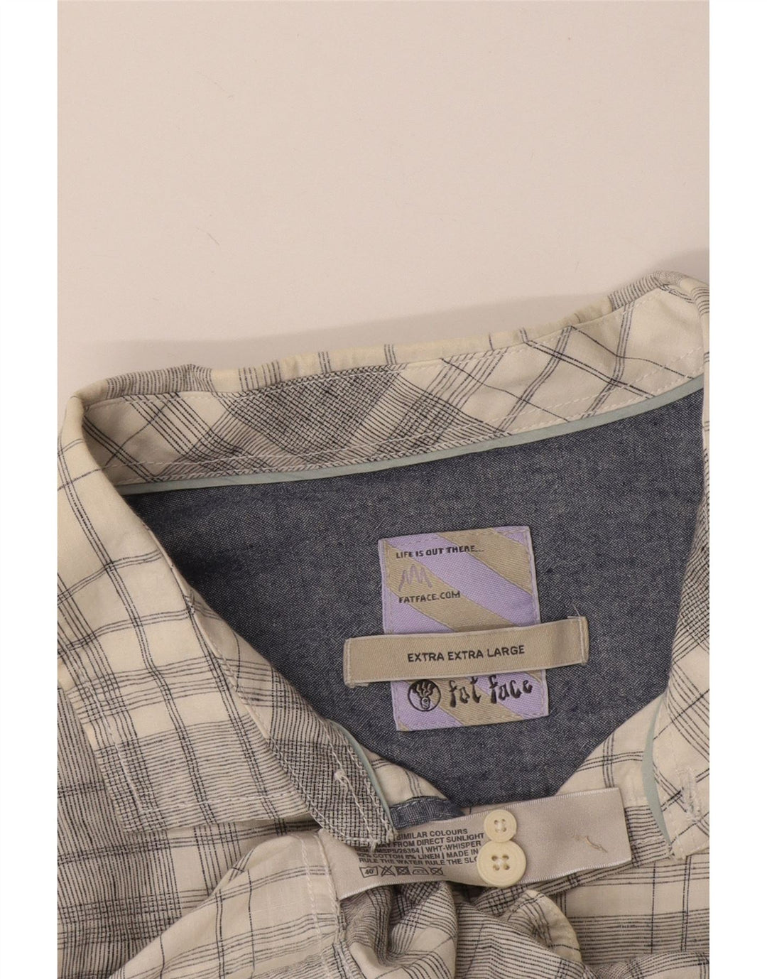 Camisa de manga corta para hombre Fat Face XL de algodón a cuadros gris