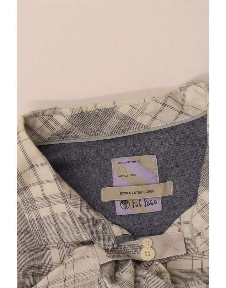 Camisa de manga corta para hombre Fat Face XL de algodón a cuadros gris