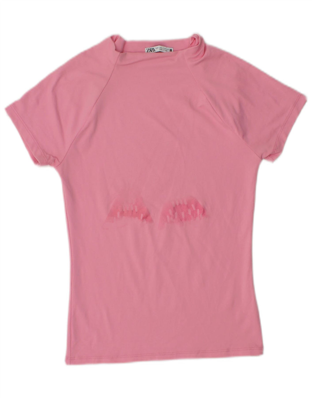 Zara Mujer Camiseta Gráfica Top UK 8 Small Rosa