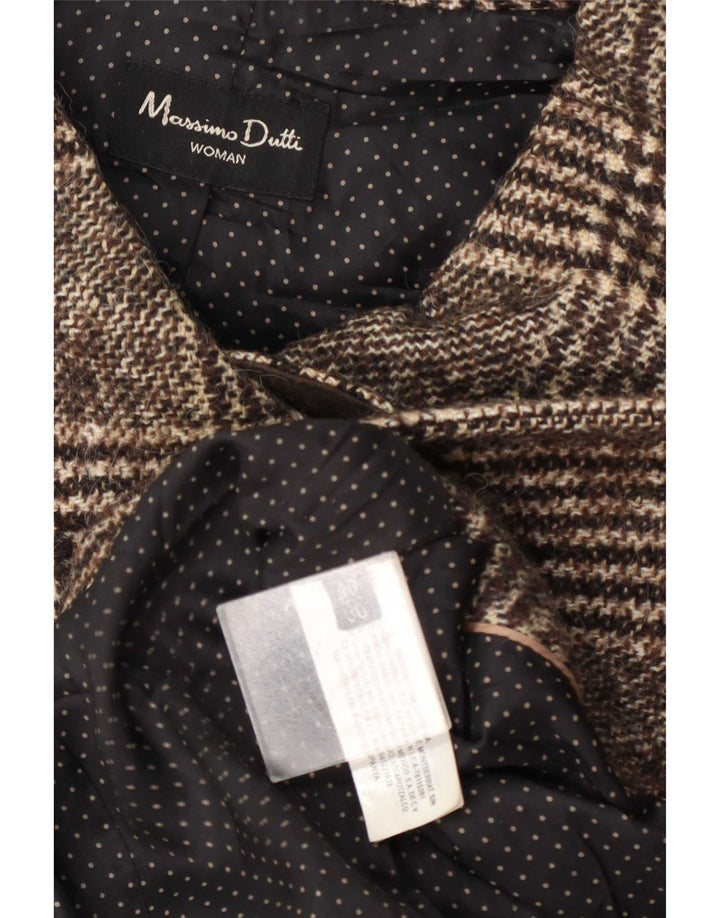 Massimo Dutti Abrigo Cruzado Mujer EU 40 Marrón Medio Pata De Gallo
