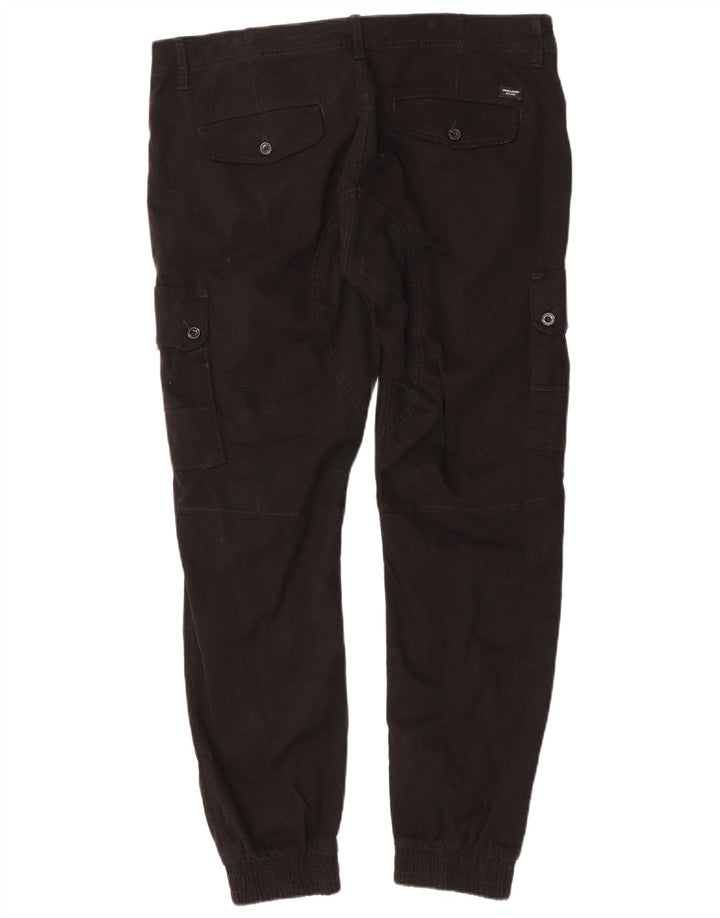 JACK & JONES Pantalones cargo tipo joggers cónicos para hombre W36 L29 Algodón negro