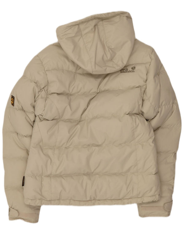 Jack Wolfskin Chaqueta acolchada con capucha para mujer UK 10 Small Beige Poliamida