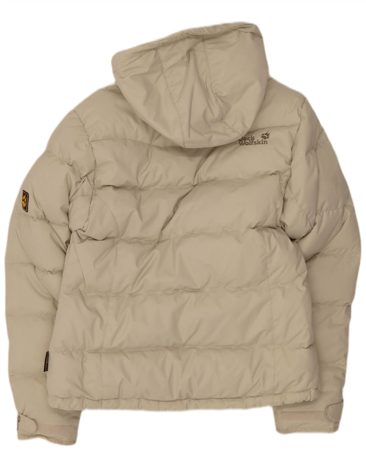 Jack Wolfskin Chaqueta acolchada con capucha para mujer UK 10 Small Beige Poliamida