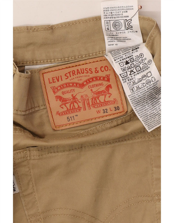 LEVI'S Mens 511 Slim Casual Pantalones W32 L30 Algodón Beige