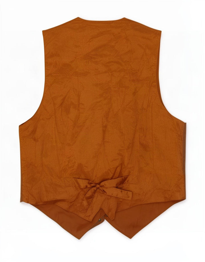 Vintage hombres ante chaleco pequeño cuero beige
