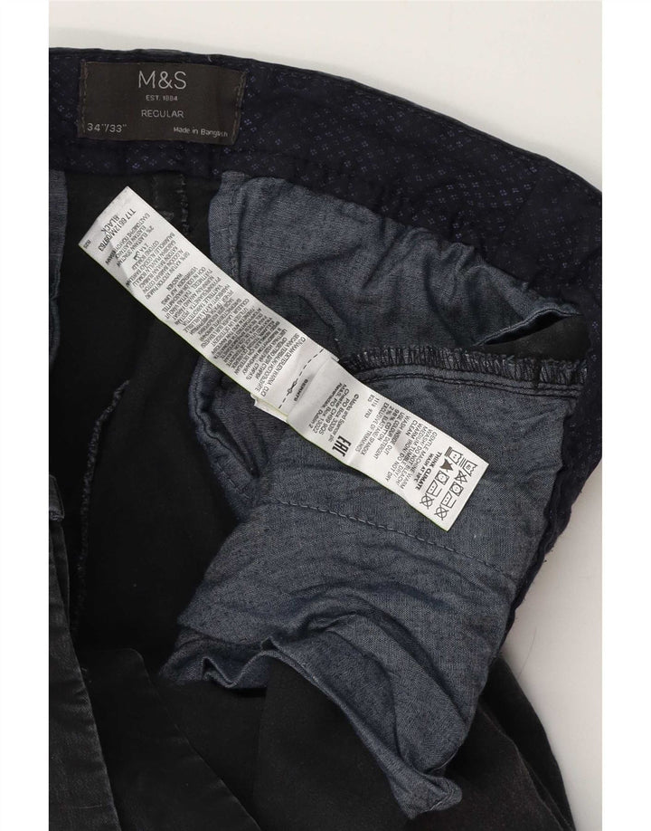 Marks & Spencer Pantalones chinos regulares para hombre W34 L33 Algodón negro