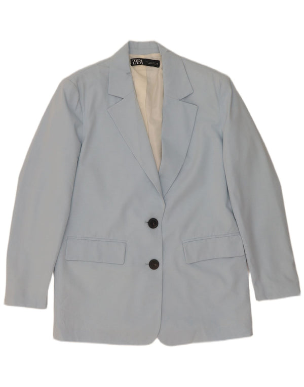 Zara Mujer Chaqueta Blazer Extragrande De 2 Botones UK 10 Small Azul
