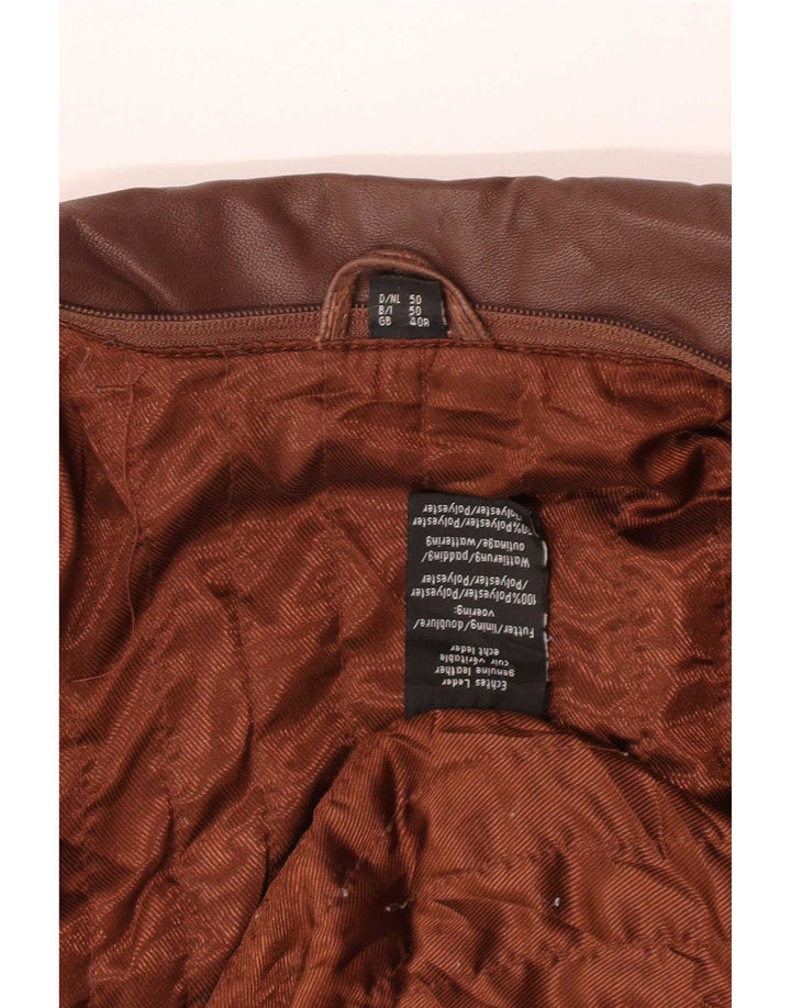 Vintage hombres cuero abrigo Reino Unido 40 grande marrón