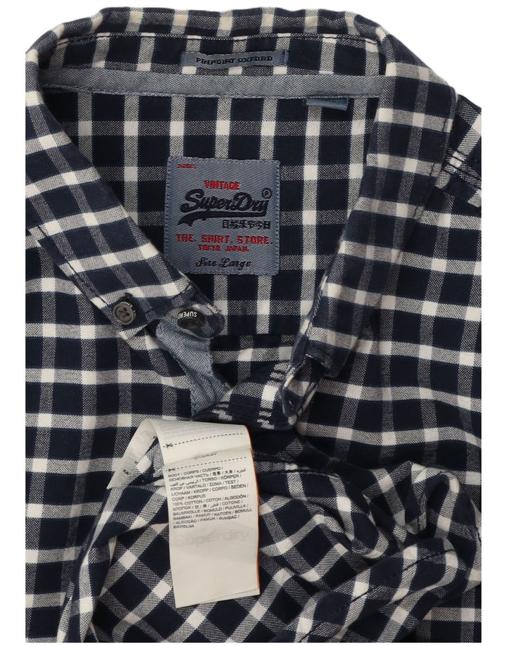 Superdry Camisa Grande De Algodón A Cuadros Azul Marino Para Hombre