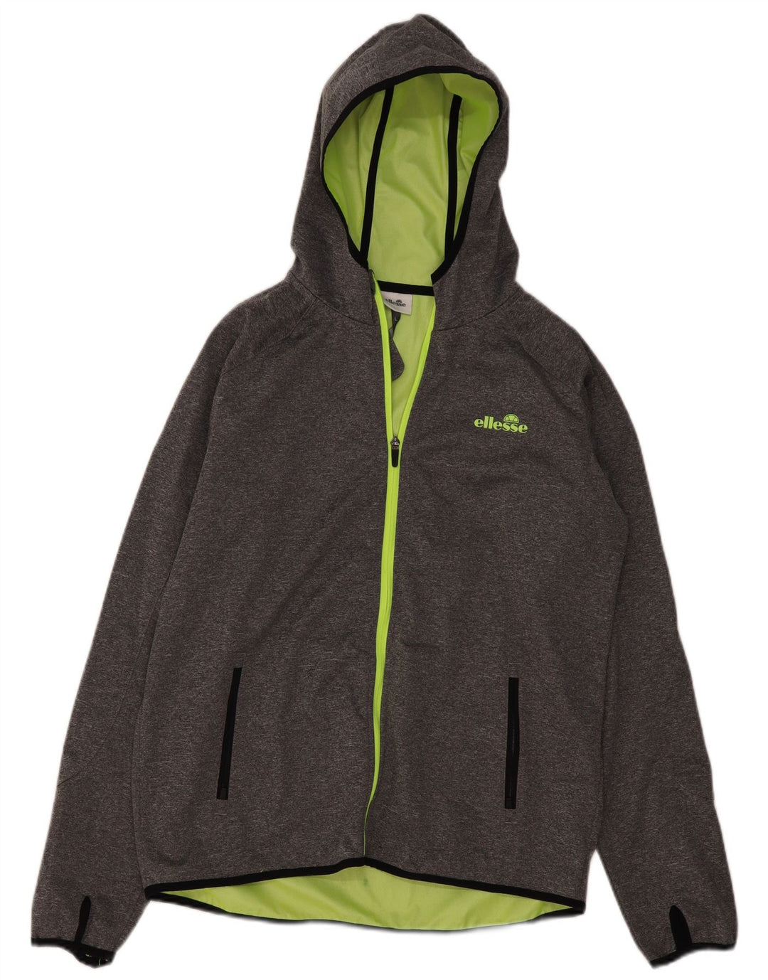 Ellesse - Chaqueta de chándal con capucha para hombre, poliéster gris grande