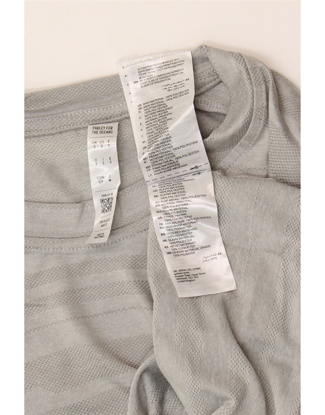 Adidas Mens Climalite Camiseta Top Pequeño Gris Rayas Poliéster
