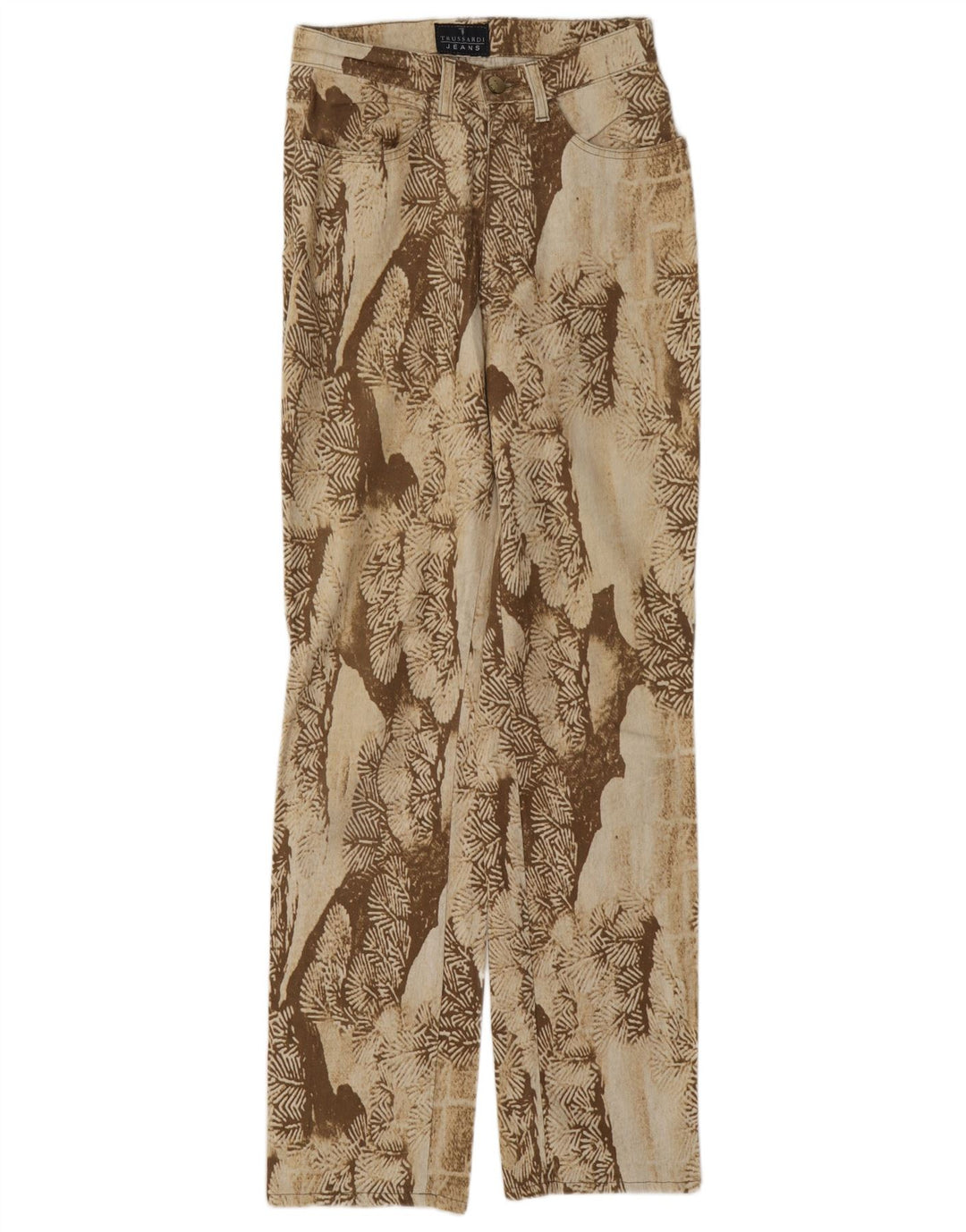 Mujer Trussardi Pantalones Casuales Rectos Con Estampado Abstracto W26 L31 Beige