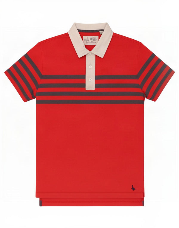 Jack Wills Polo De Rugby Para Hombre Pequeño Algodón De Rayas Rojas