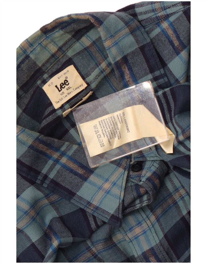 Camisa de franela para hombre LEE 2XL Algodón a cuadros azul marino