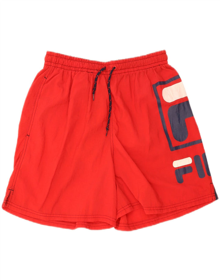 Fila Shorts Deportivos Gráficos Para Hombre Nylon Rojo Mediano
