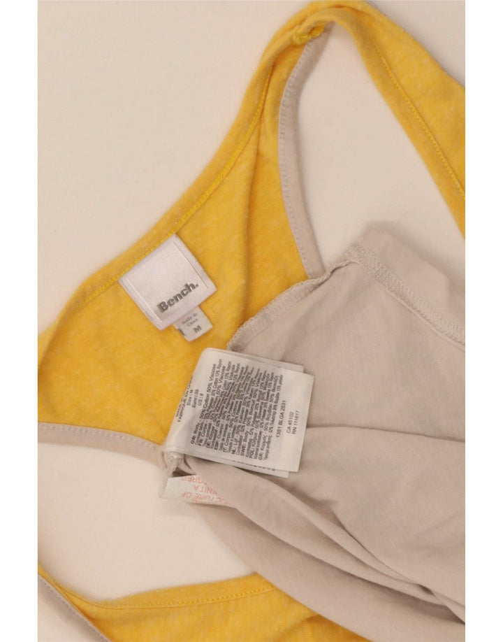Camiseta sin mangas para mujer Bench UK 40 Algodón color block amarillo mediano