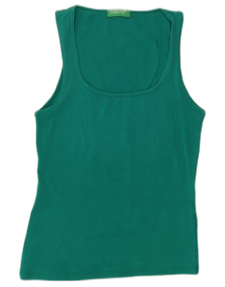 Benetton Camiseta Sin Mangas Mujer UK 6 XS Algodón Verde