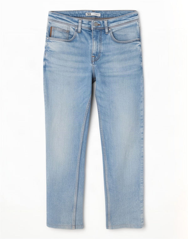 Zara Mens Cropped Slim Jeans EU 40 Medium W31 L25 Algodón Azul