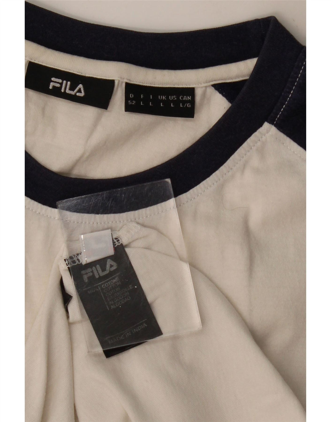 FILA Camiseta gráfica para hombre Top grande de algodón con bloques de color blanco