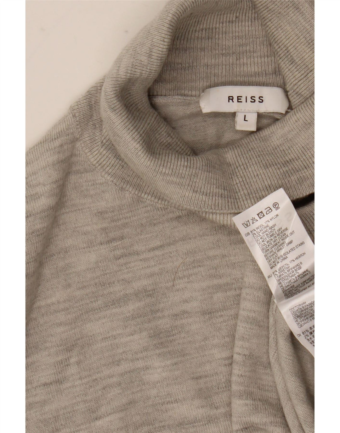 Jersey Reiss para hombre con cuello vuelto y lana moteada gris grande