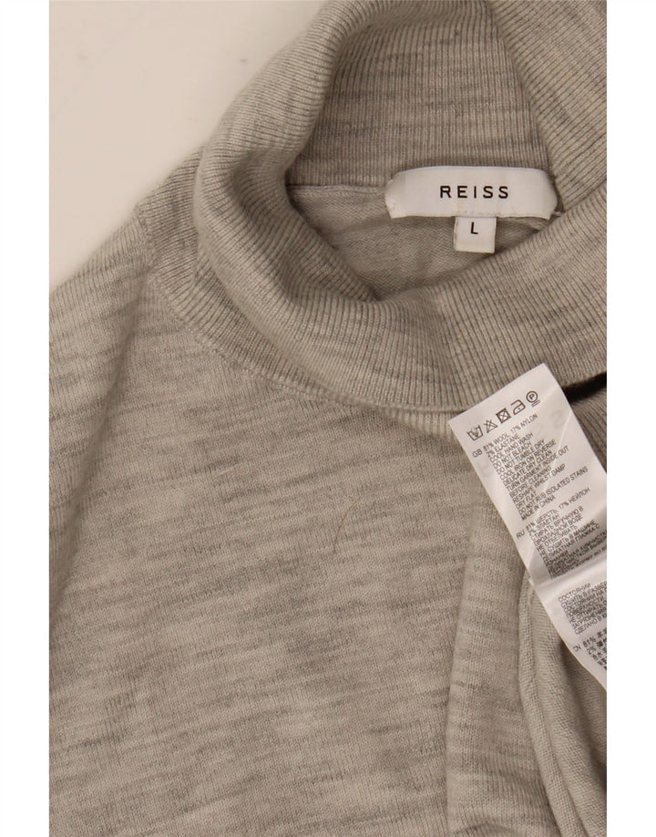 Jersey Reiss para hombre con cuello vuelto y lana moteada gris grande