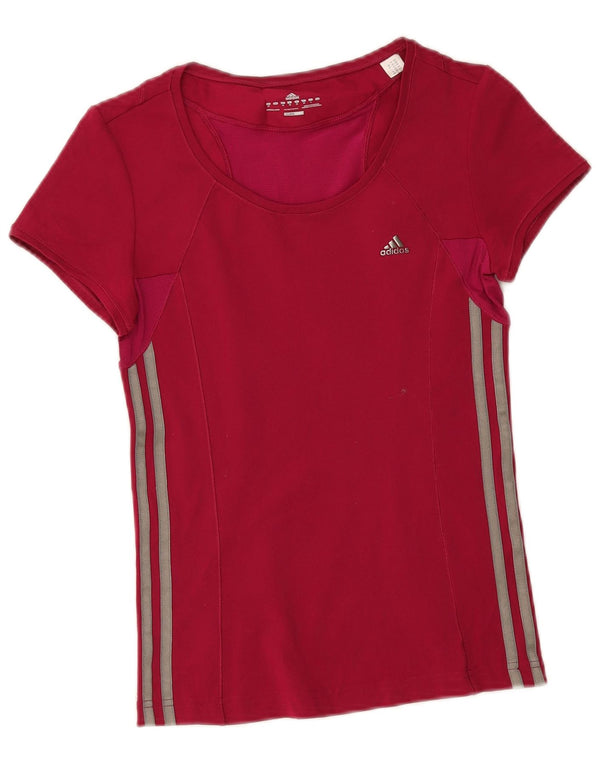 Adidas Mujer Climacool Camiseta Top UK 12 Medio Rojo Poliéster Deportes