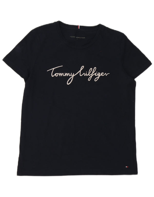 Tommy Hilfiger Camiseta gráfica para mujer Top UK 46 Grande Azul marino Algodón