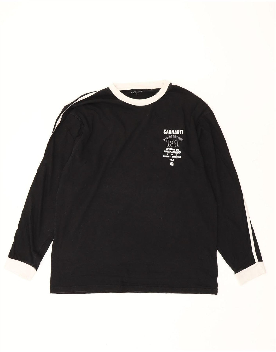 CARHARTT Top gráfico para hombre de manga larga con rayas negras grandes