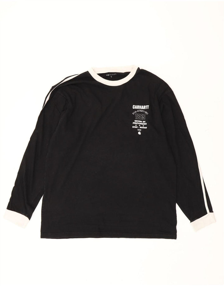 CARHARTT Top gráfico para hombre de manga larga con rayas negras grandes