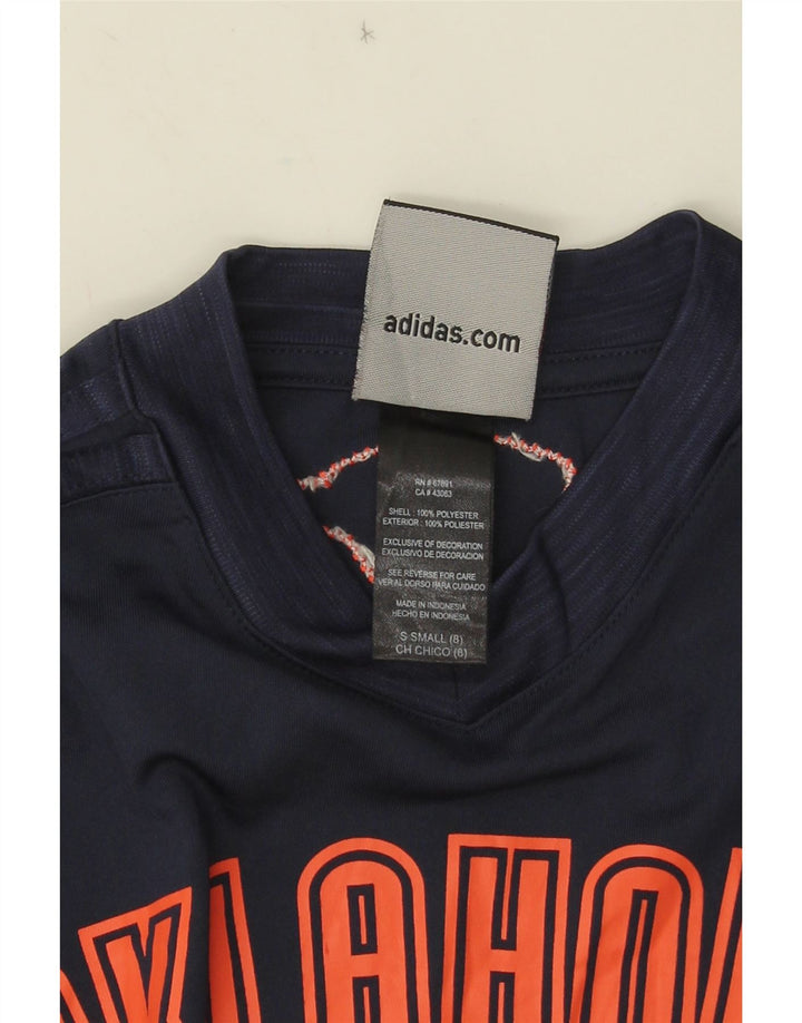 Adidas Boys Graphic Top Manga Larga 7-8 Años Pequeño Azul Marino