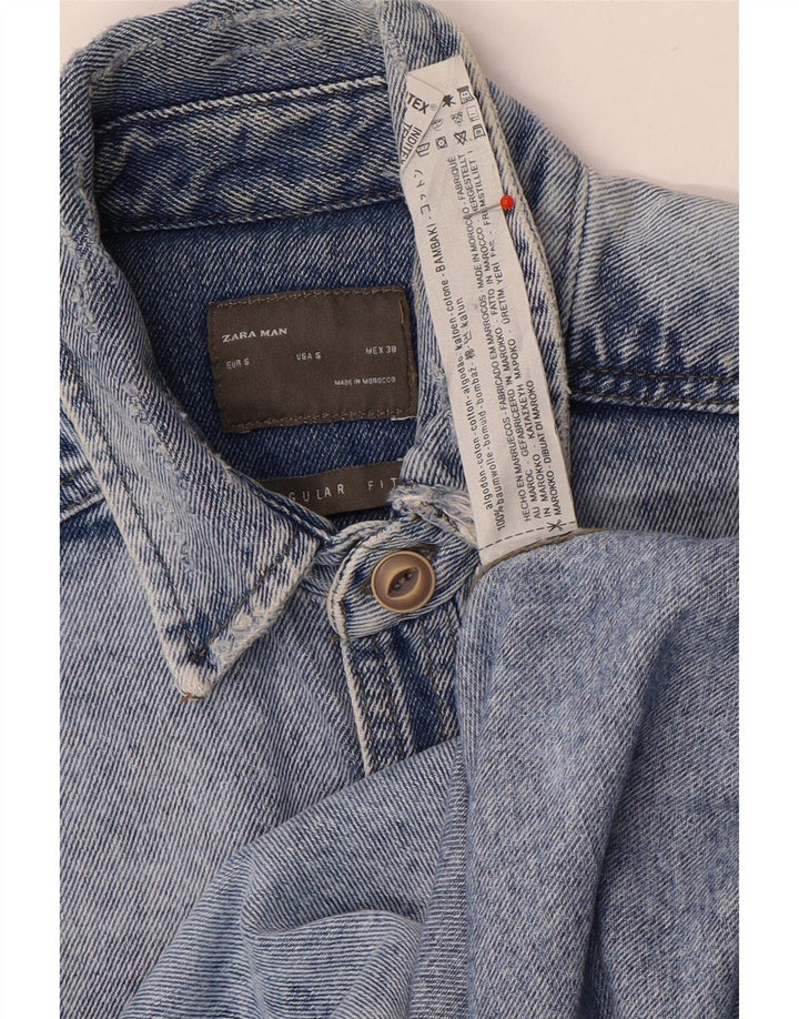 Zara Hombre Camisa Vaquera Regular Fit Algodón Azul Pequeño