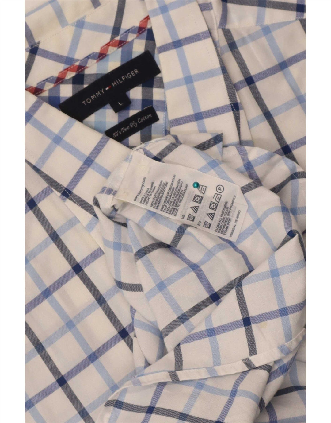 Camisa Tommy Hilfiger de manga corta para hombre de algodón a cuadros blancos grandes