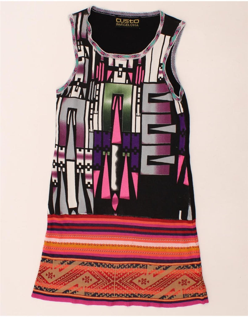 CUSTO BARCELONA Womens Sleeveless Sheath Dress US 2 XS Black Geometric Vintage Custo Barcelona and Second-Hand Custo Barcelona from Messina Hembry 