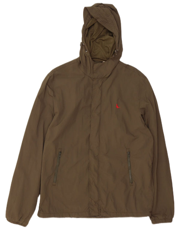JACK WILLS Chaqueta impermeable con capucha para hombre UK 40 Large Khaki Nylon