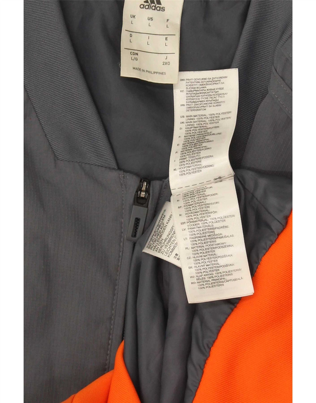 Adidas Chaqueta Bomber para Hombre UK 40 Grande Gris Colorblock Poliéster