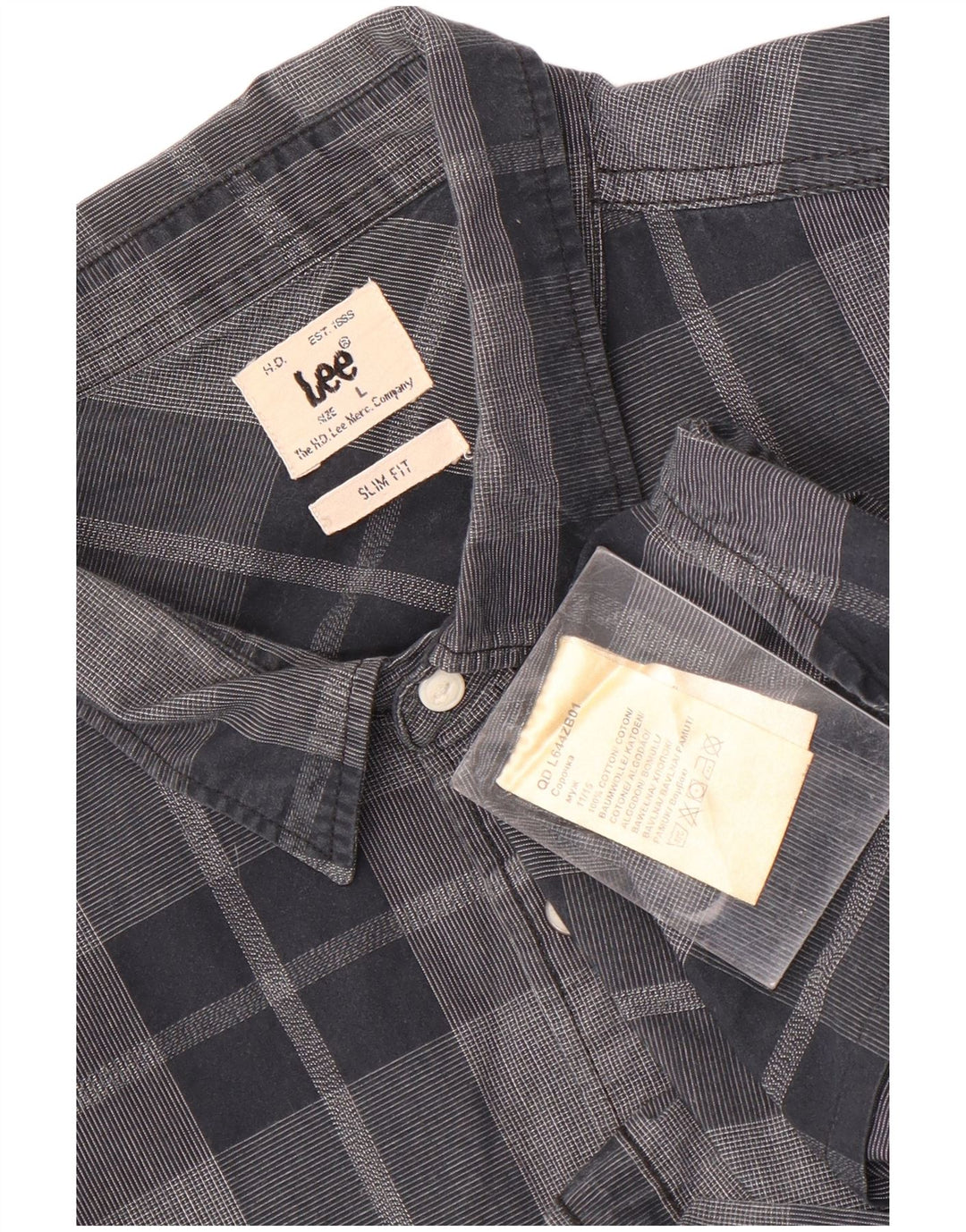 Camisa ajustada de algodón con cuadros grises grandes de Lee para hombre