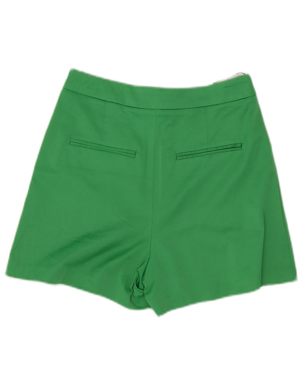 Zara Mujer Shorts Casuales De Cintura Alta Small W26 Poliéster Verde
