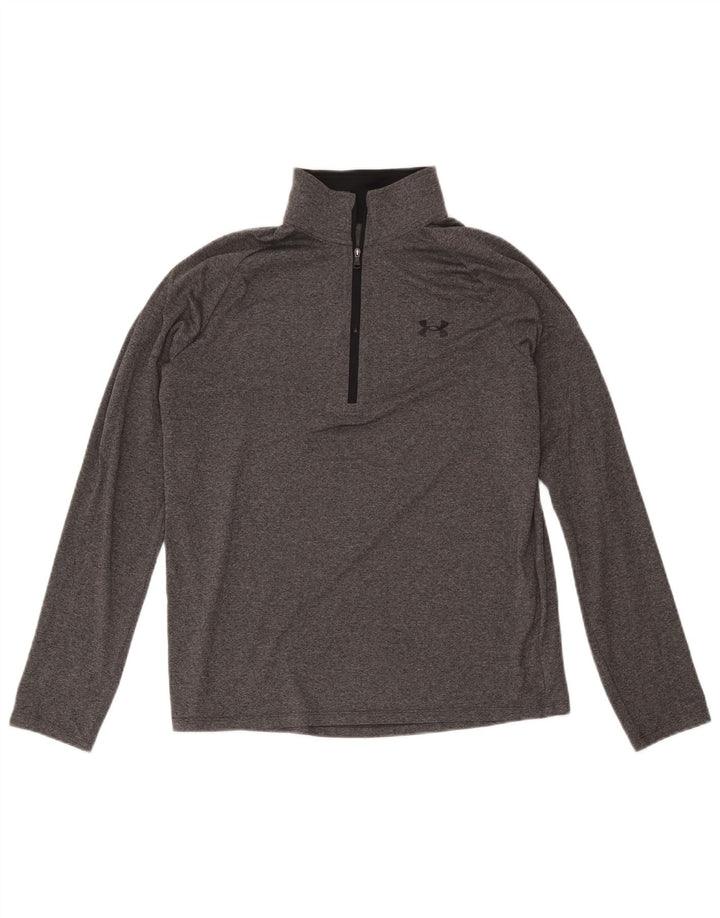 Under Armour Hombre Zip Neck Top Manga Larga Poliéster Gris Medio