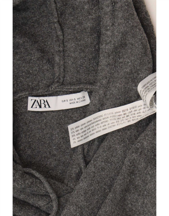 Zara Mujer Jersey De Gran Tamaño Con Capucha Suéter UK 10 Pequeño Poliéster Gris