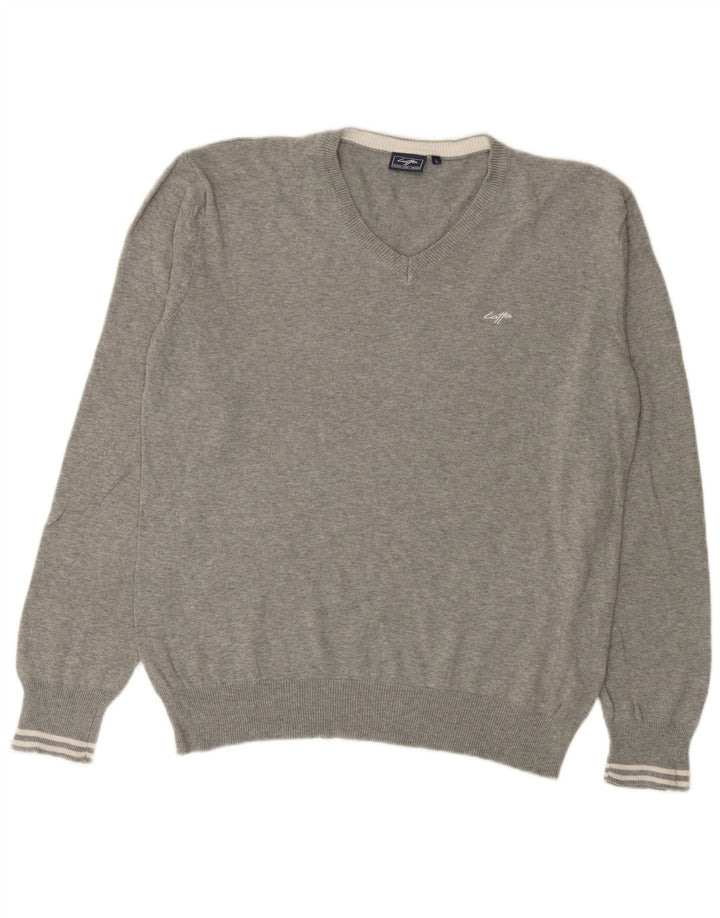 Lotto Jersey con cuello en V para hombre, talla grande, algodón gris