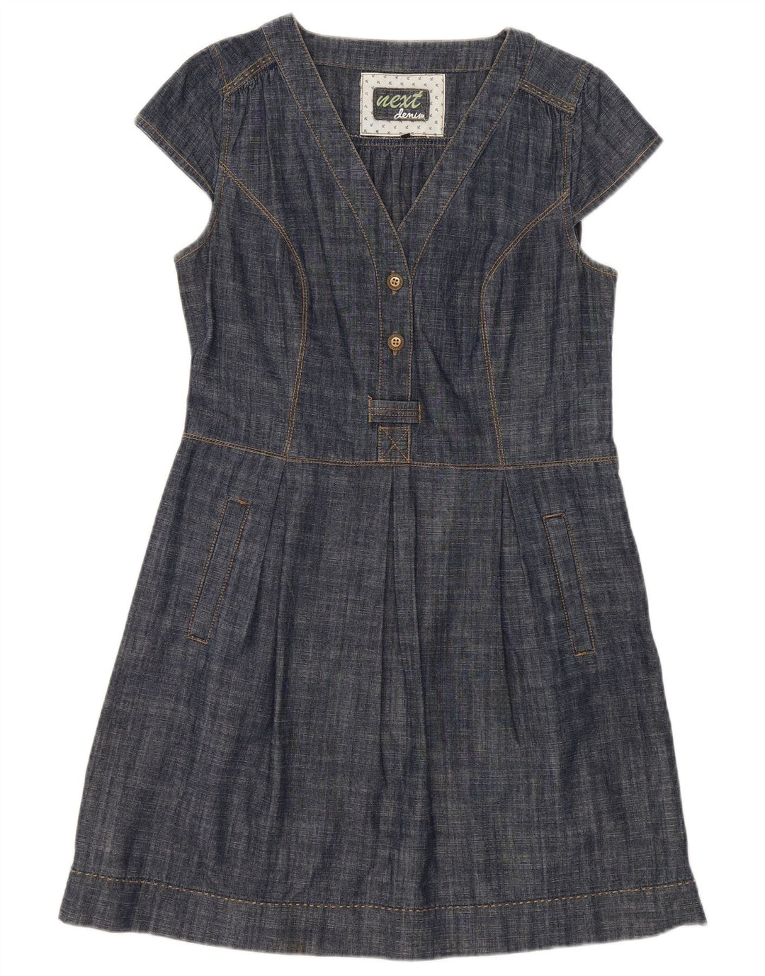 Next Vestido acampanado para mujer UK 44 Algodón azul marino mediano