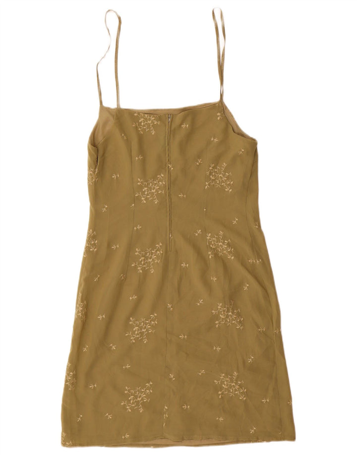 Benetton Vestido De Verano Mujer ES 40 Pequeño Verde Floral Poliéster