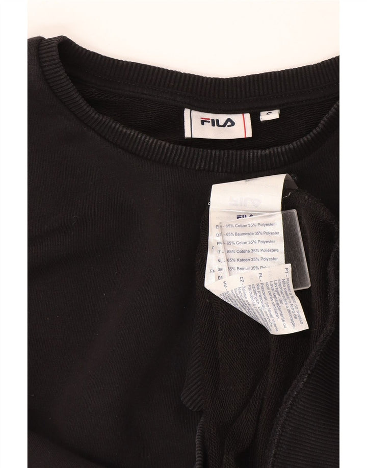 Fila Mujer Sudadera Jumper Reino Unido 10 Pequeño Algodón Negro