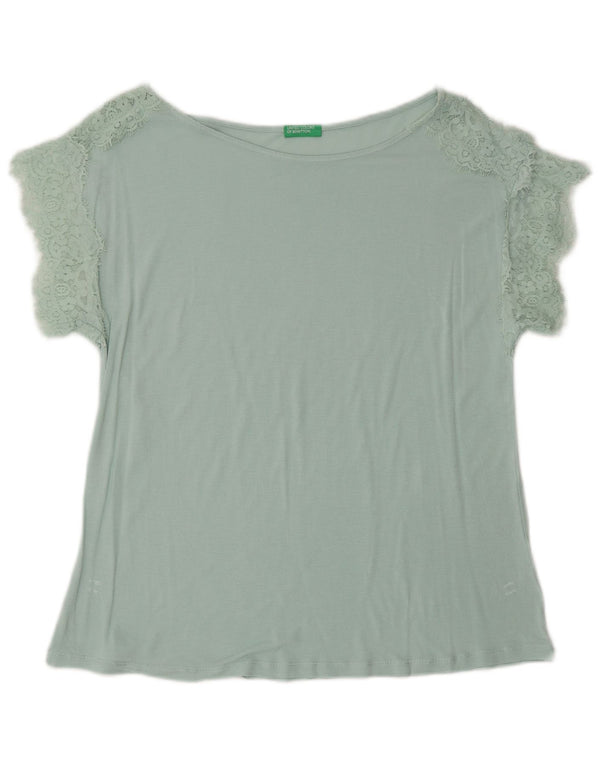 BENETTON Blusa para Mujer Top UK 44 Verde Medio