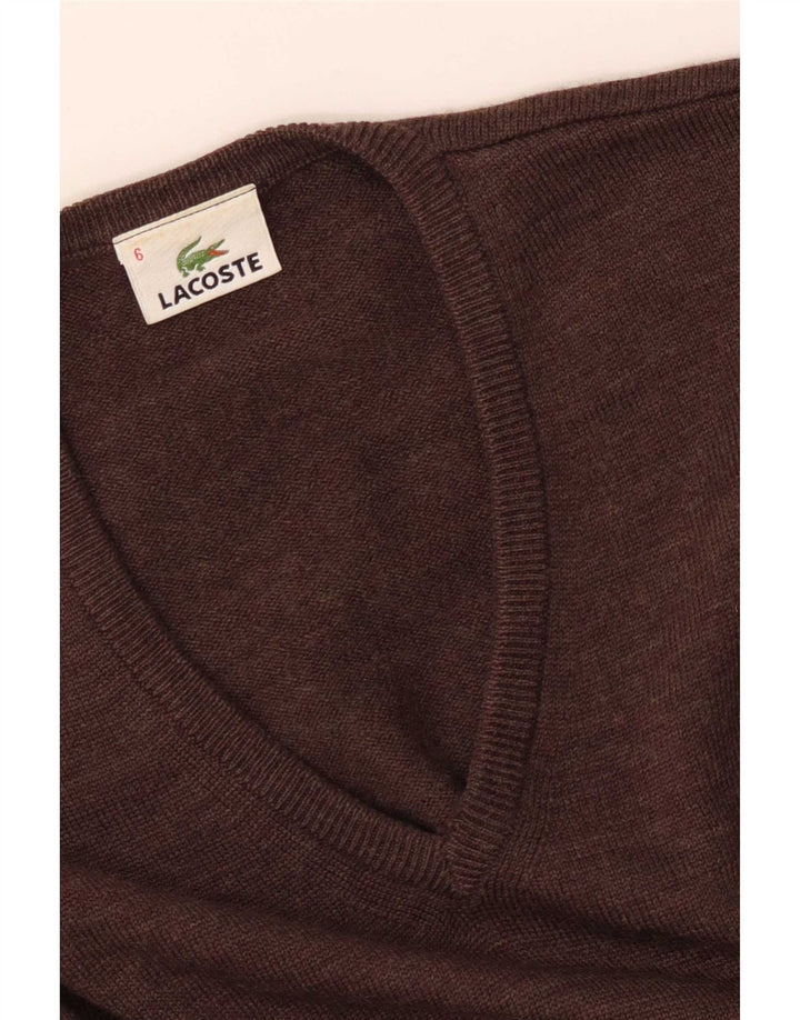 Lacoste Jersey con cuello en V para hombre Talla 6 XL Marrón